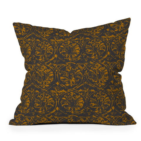 Pattern State Deer Damask Bronzed Outdoor Throw Pillow