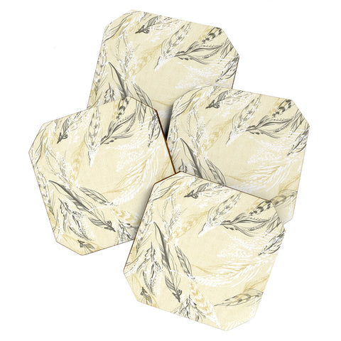 Pattern State Feather Linen Coaster Set