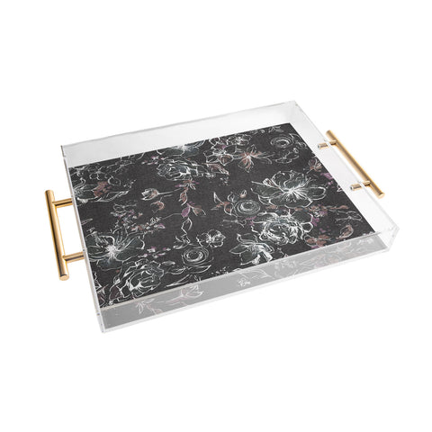Pattern State Floral Charcoal Linen Acrylic Tray