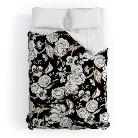 Pattern State Floral Sketch Midnight Duvet Cover