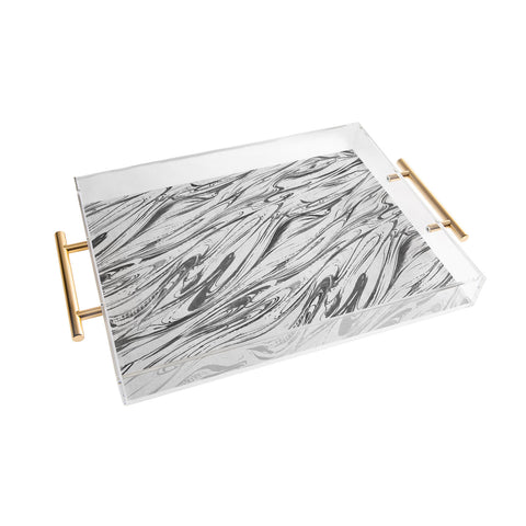 Pattern State Marble Silver Linen Acrylic Tray