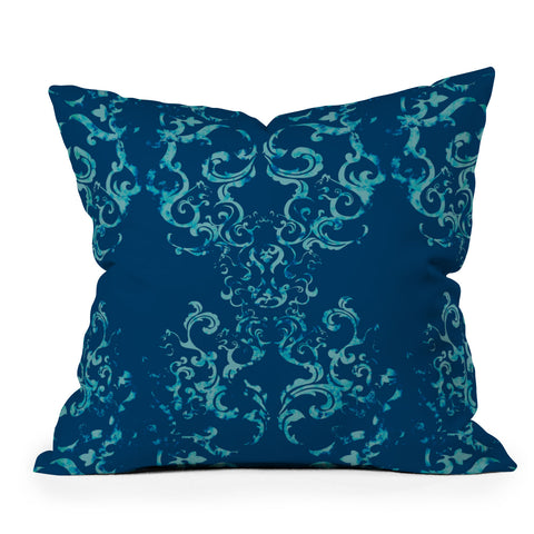 Pattern State Squirrel Swirl Indigo Outdoor Throw Pillow