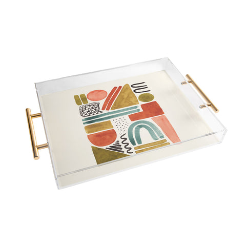 Pauline Stanley Abstract Watercolor Shapes Acrylic Tray