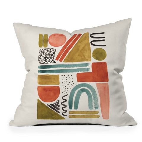 Pauline Stanley Abstract Watercolor Shapes Outdoor Throw Pillow