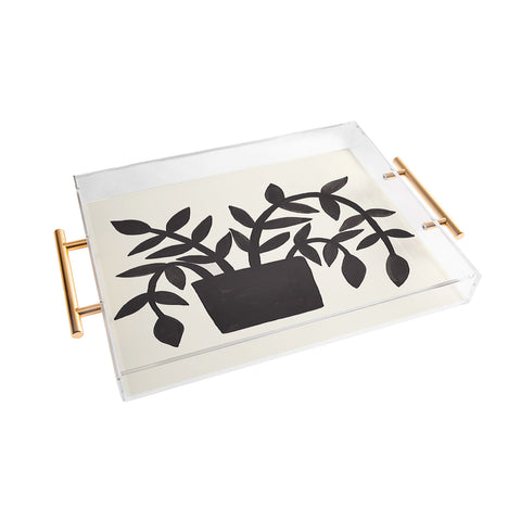 Pauline Stanley Black Painted Plant Acrylic Tray
