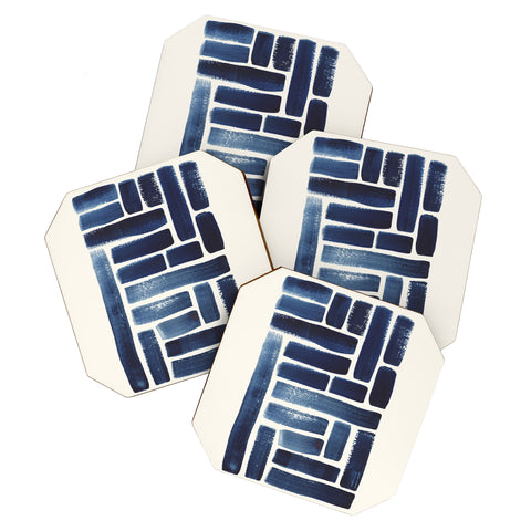 Pauline Stanley Blue Strokes Pattern 1 Coaster Set