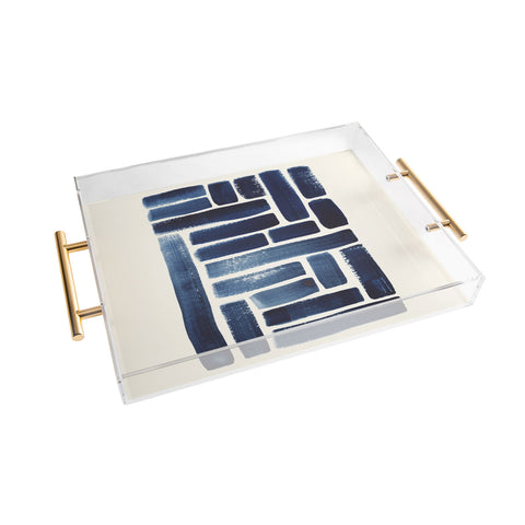 Pauline Stanley Blue Strokes Pattern 1 Acrylic Tray