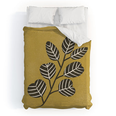 Pauline Stanley Eucalyptus Branch Black Ochre Duvet Cover