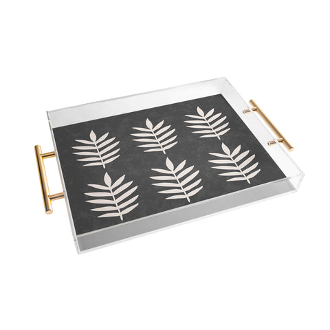 Pauline Stanley Palm Pattern Black Cream Acrylic Tray