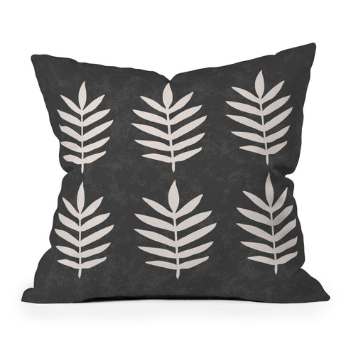 Pauline Stanley Palm Pattern Black Cream Outdoor Throw Pillow