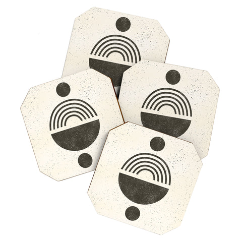 Pauline Stanley Rainbow Totem Black Cream Coaster Set