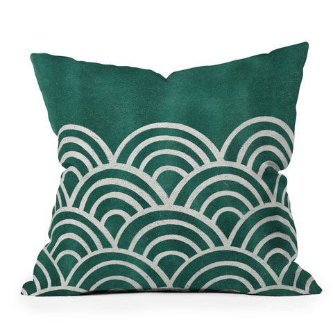 Pauline Stanley Scallop Teal Outdoor Throw Pillow