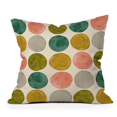 Pauline Stanley Watercolor Dots Pink and Green Outdoor Throw Pillow