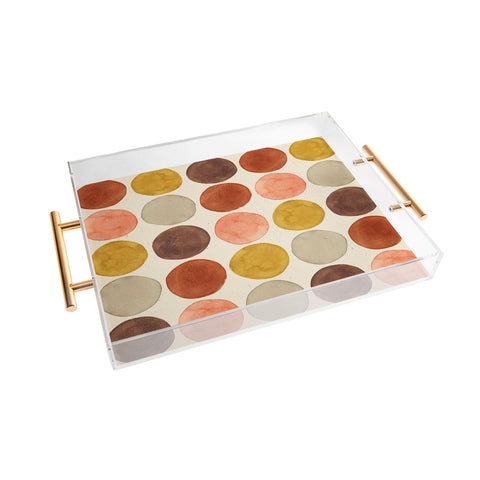 Pauline Stanley Watercolor Dots Rust Ochre Acrylic Tray