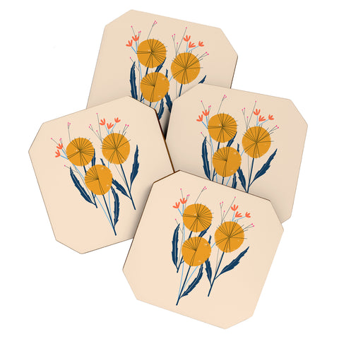 Peggy Dean Retro Wildflower Bouquet Coaster Set