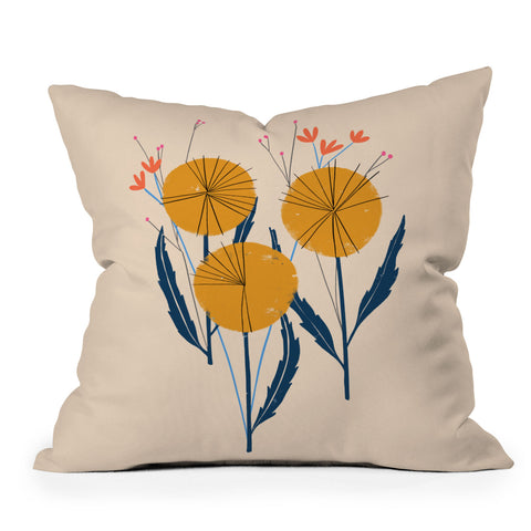 Peggy Dean Retro Wildflower Bouquet Outdoor Throw Pillow