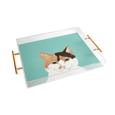Petfriendly Calico Cat Cute cat black white Acrylic Tray