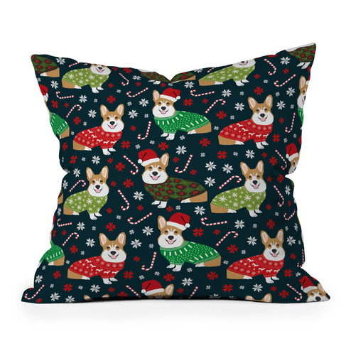 Petfriendly Corgi christmas sweater ugly Outdoor Throw Pillow