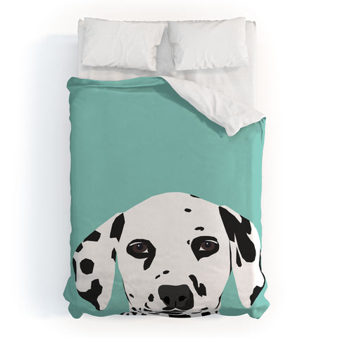 Petfriendly Dalmatian cute puppy dog black Duvet Cover