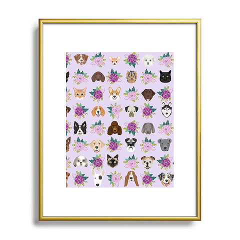 Petfriendly Dogs and cats pet friendly floral Metal Framed Art Print