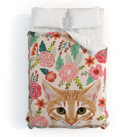 Petfriendly Tabby Cat florals Duvet Cover