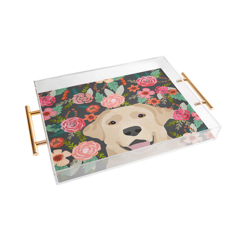 Petfriendly Yellow Lab dog portrait Acrylic Tray