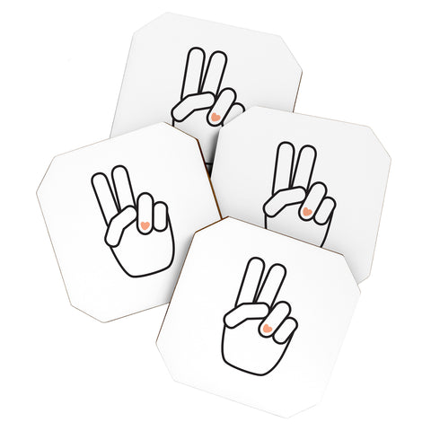 Phirst Love Peace Out Line Art Coaster Set