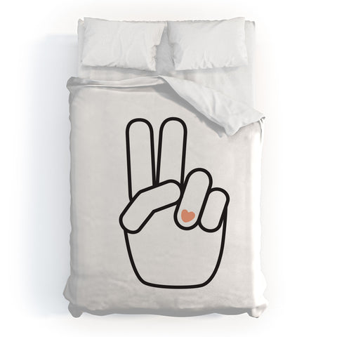 Phirst Love Peace Out Line Art Duvet Cover