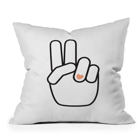 Phirst Love Peace Out Line Art Outdoor Throw Pillow