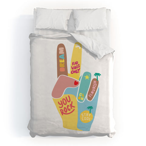 Phirst Motivational Peace Out Duvet Cover