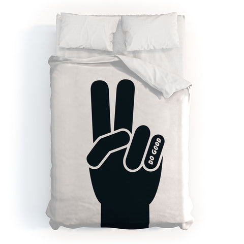 Phirst Peace Sign Do Good BW Duvet Cover