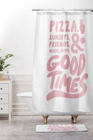 Phirst Pizza Sunsets Good Times Shower Curtain And Mat