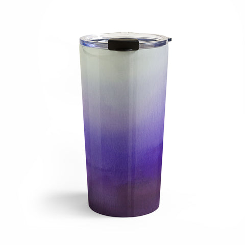 PI Photography and Designs Purple White Watercolor Blend Travel Mug