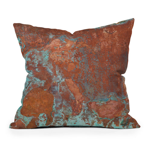 PI Photography and Designs Tarnished Metal Copper Texture Outdoor Throw Pillow