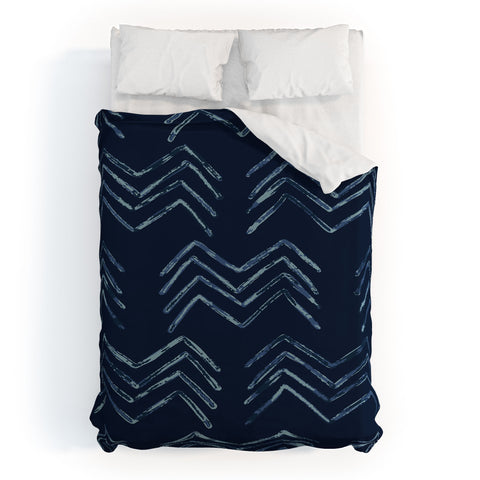 PI Photography and Designs Tribal Chevron Navy Blue Duvet Cover
