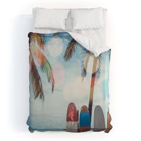PI Photography and Designs Tropical Surfboard Scene Duvet Cover