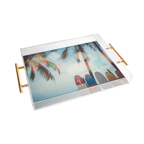 PI Photography and Designs Tropical Surfboard Scene Acrylic Tray
