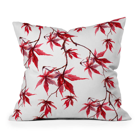 PI Photography and Designs Watercolor Japanese Maple Outdoor Throw Pillow