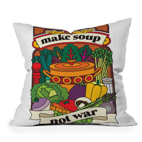 Pilgrim Hodgson Make Soup Not War Outdoor Throw Pillow