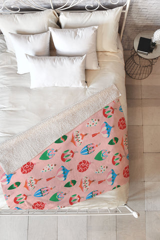 Pimlada Phuapradit Baubles Pink Fleece Throw Blanket