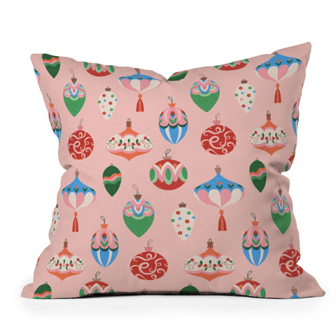 Pimlada Phuapradit Baubles Pink Throw Pillow