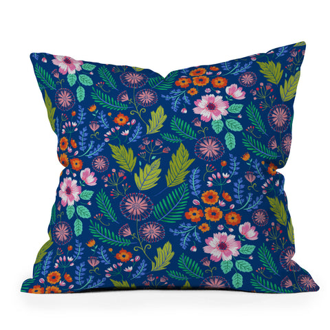 Pimlada Phuapradit Bijou Blue Outdoor Throw Pillow