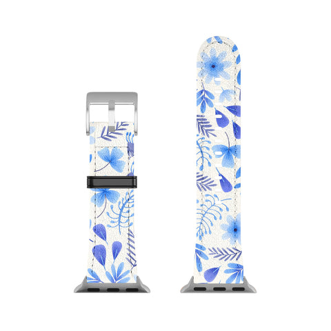 Pimlada Phuapradit Blue and White Floral 062401 Apple Watch Band