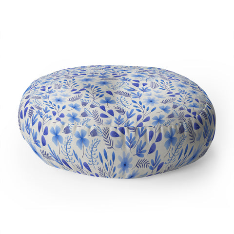 Pimlada Phuapradit Blue and White Floral 062401 Floor Pillow Round