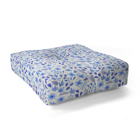 Pimlada Phuapradit Blue and White Floral 062401 Floor Pillow Square