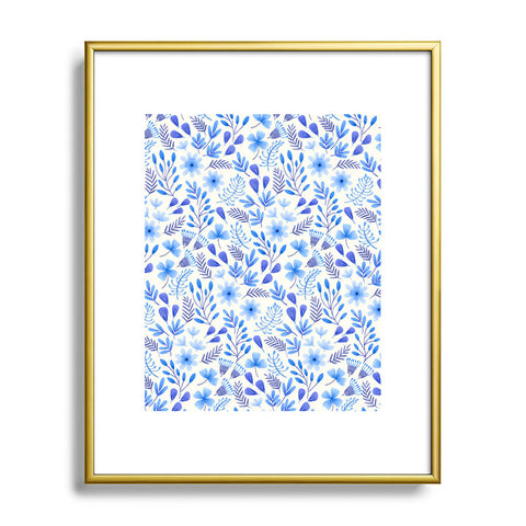 Pimlada Phuapradit Blue and White Floral 062401 Metal Framed Art Print