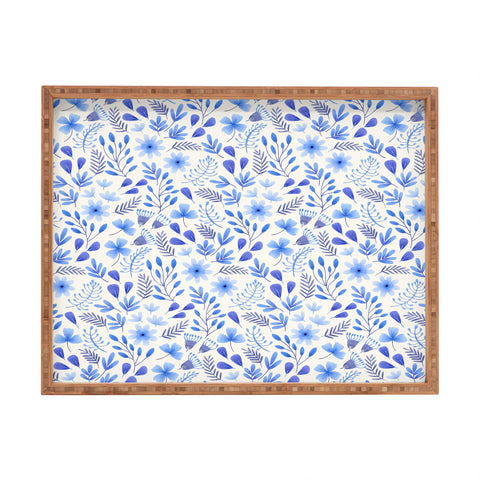 Pimlada Phuapradit Blue and White Floral 062401 Rectangular Tray