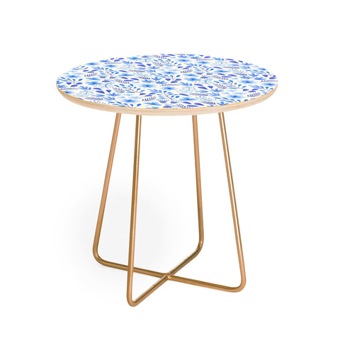 Pimlada Phuapradit Blue and White Floral 062401 Round Side Table