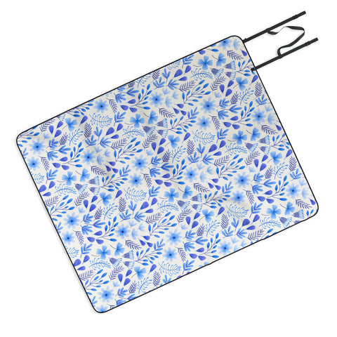 Pimlada Phuapradit Blue and White Floral 062401 Picnic Blanket