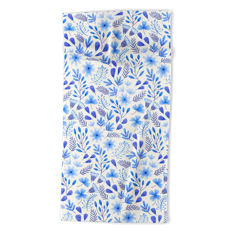 Pimlada Phuapradit Blue and White Floral 062401 Beach Towel